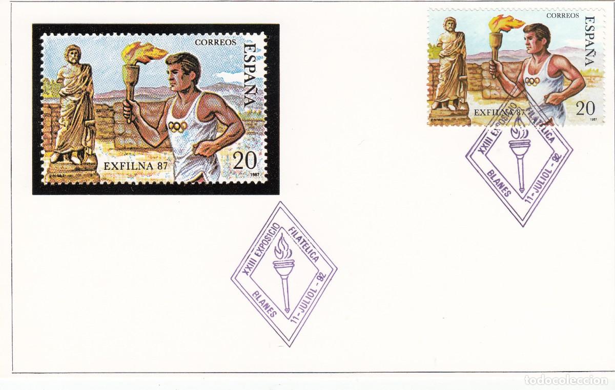 Postcards: JUEGOS OL&Iacute;MPICOS BARCELONA 92 - MATASELLOS EXP. FILAT&Eacute;LICA EN BLANES 1992 - EN TARJETA