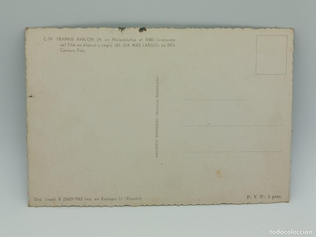 Postales: FOTOGRAFIA POSTAL ANTIGUA FRANKIE AVALON. PY - Foto 2