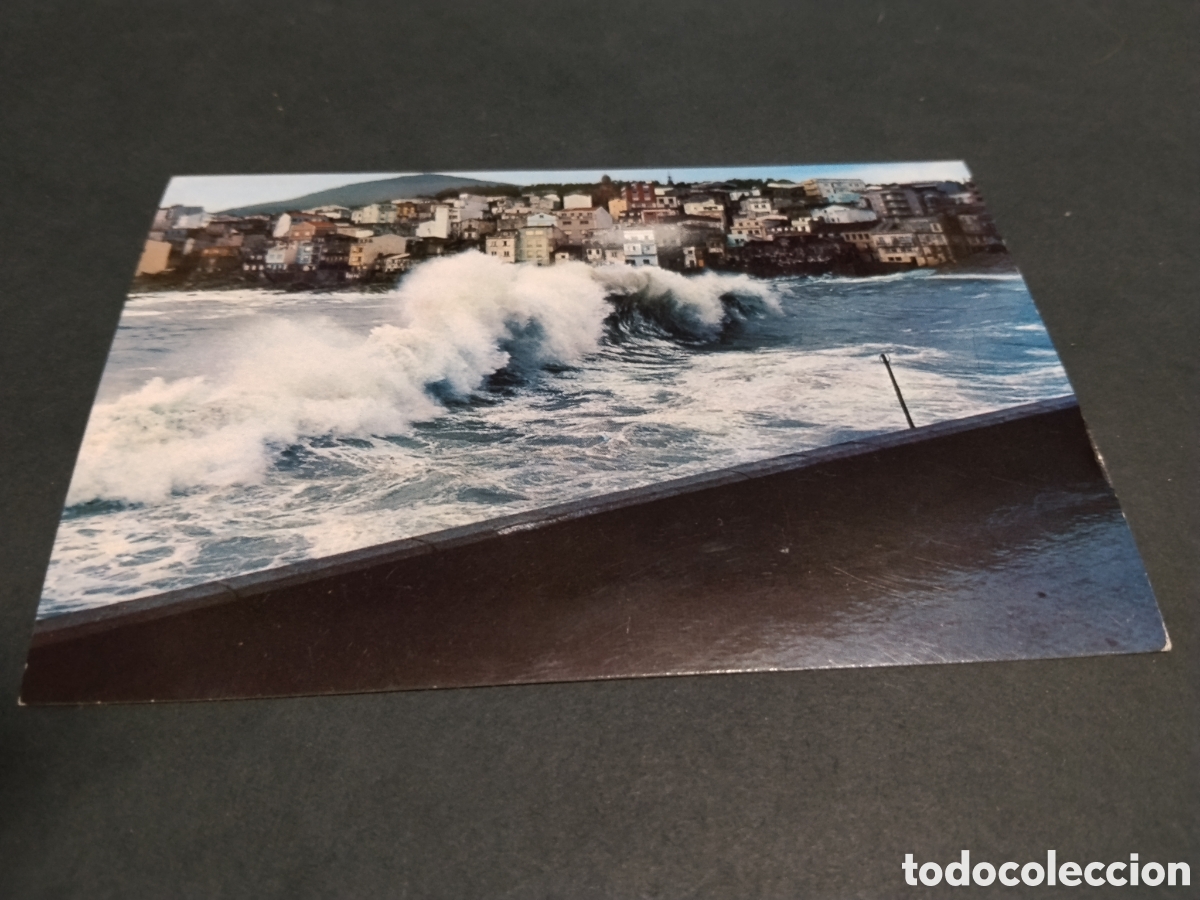 Postales: Postal La Guardia ( Pontevedra ) Temporal en el puerto. - Foto 1