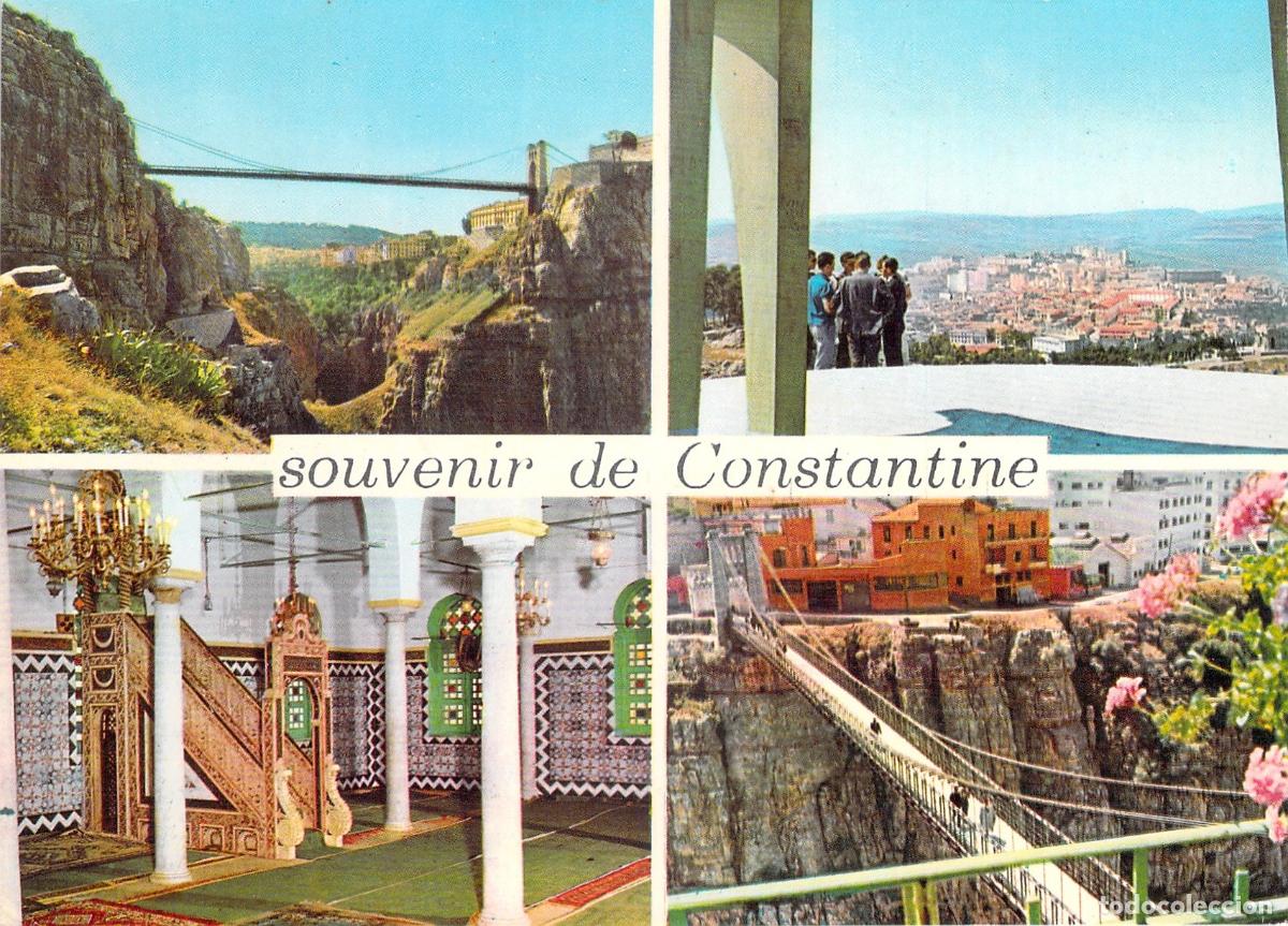 Cartes Postales: Postal Souvenir de Constantine Argelia Multivista Puentes y Mezquita