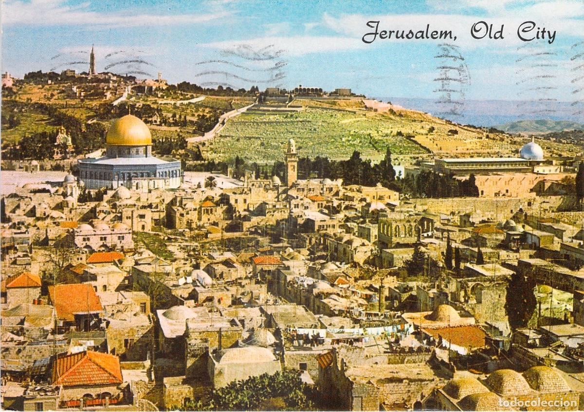 Cartes Postales: Postal de Jerusal&eacute;n, Vista de la Ciudad Vieja y C&uacute;pula de la Roca