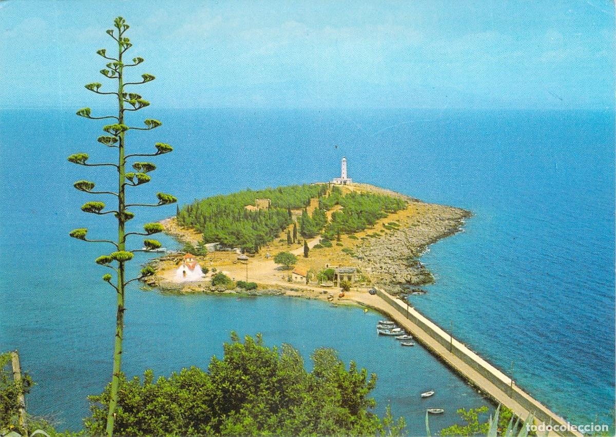 Cartes Postales: Postal Tur&iacute;stica de la Isla de Kranai y el Faro en Gytheio, Grecia