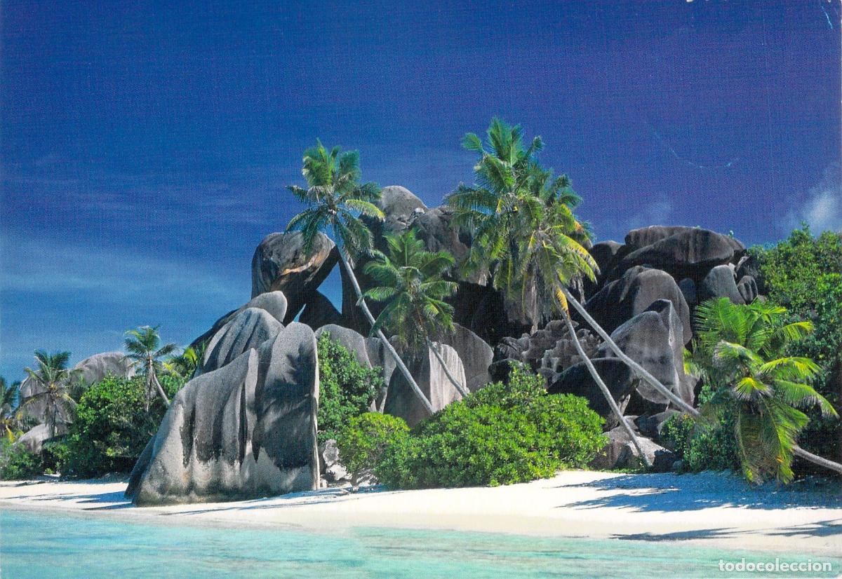 Postales: Postal Playa de La Digue con Bloques de Granito Seychelles - Foto 1