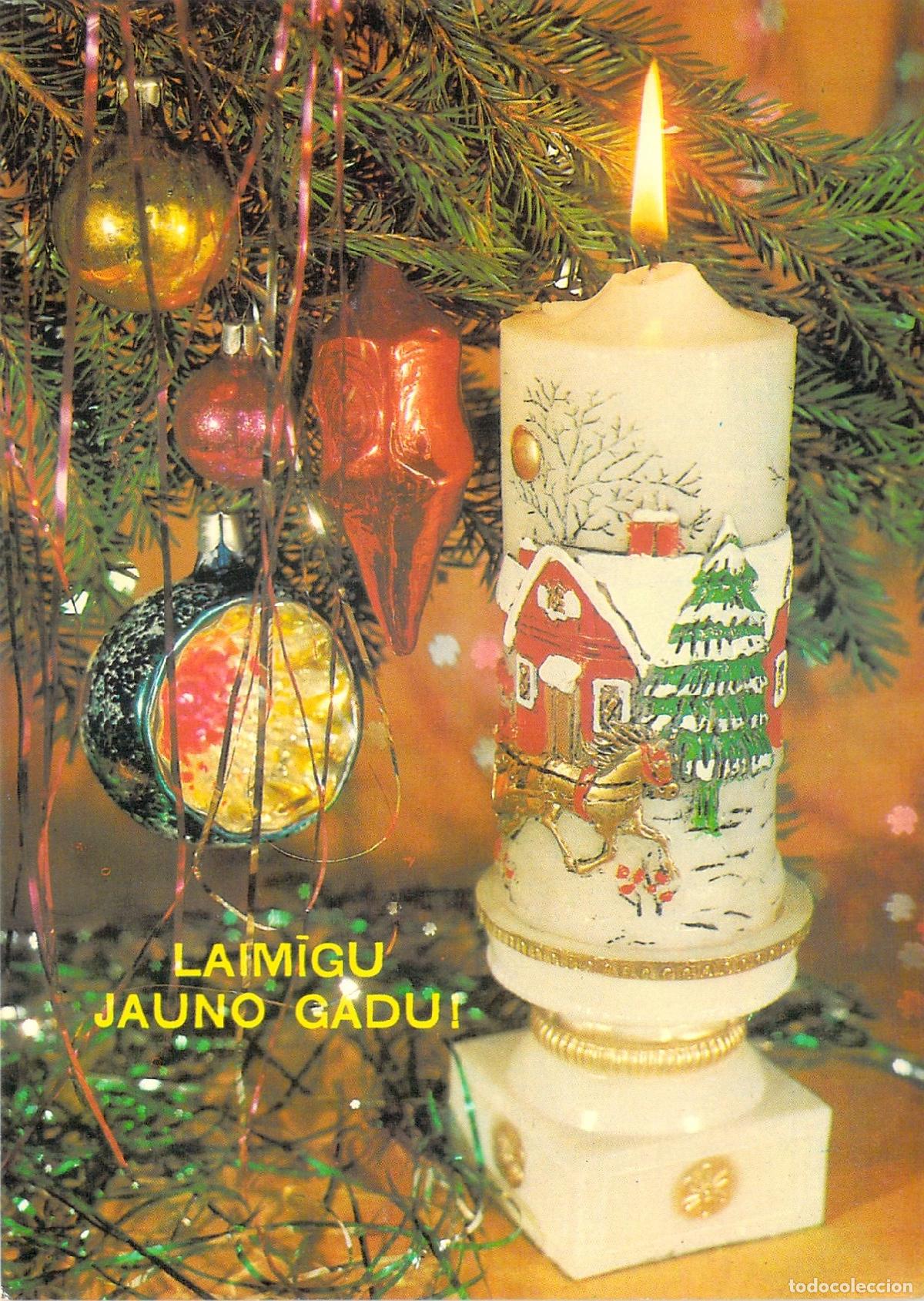 Postales: Postal Sovi&eacute;tica de A&ntilde;o Nuevo Laimīgu Jauno Gadu