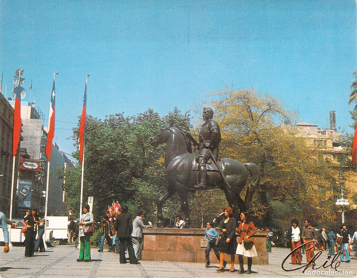 Postales: Postal Monumento Pedro de Valdivia Plaza de Armas Santiago Chile