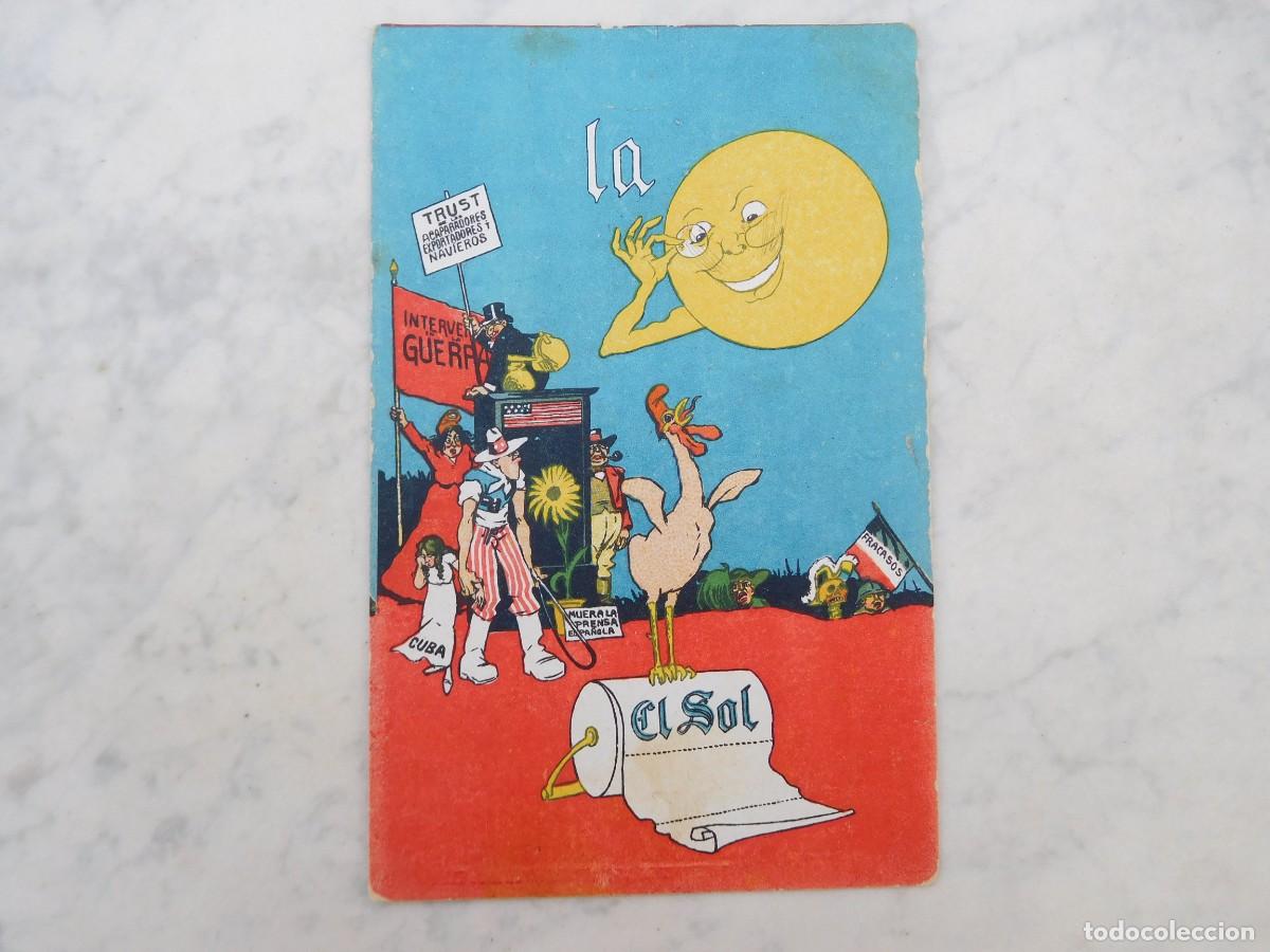 Postales: Postal antigua pol&iacute;tico sat&iacute;rica guerra de Cuba e intervenci&oacute;n de los Estados Unidos
