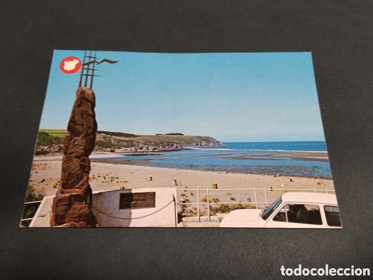 Postales: Postal Navia , Monumento al Emigrante y playa - Foto 1