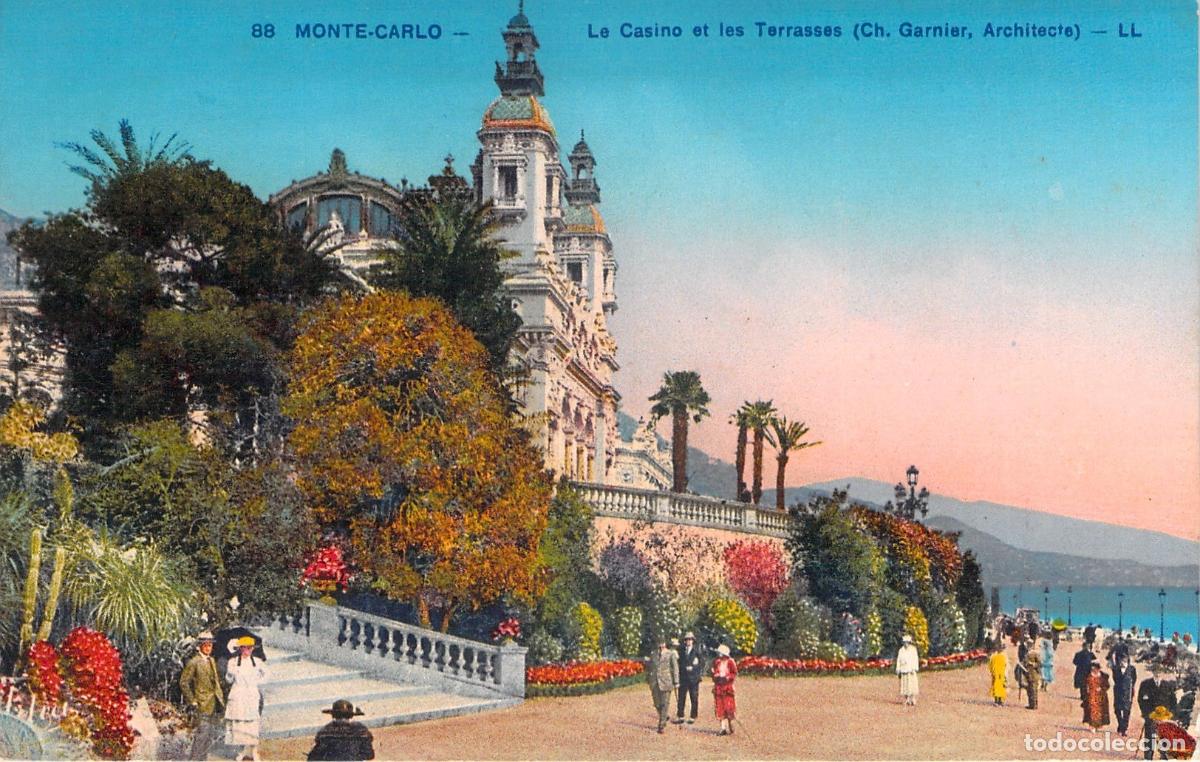 Postales: Postal del Casino y las Terrazas en Monte Carlo, M&oacute;naco