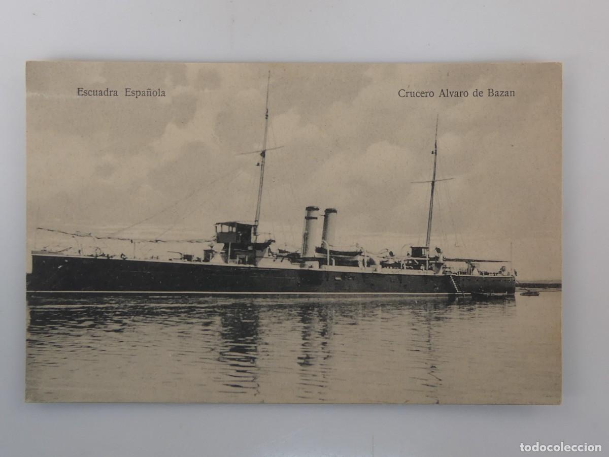Postkarten: ANTIGUA TARJETA POSTAL- ESCUADRA ESPA&Ntilde;OLA &ndash; CRUCERO ALVARO DE BAZAN