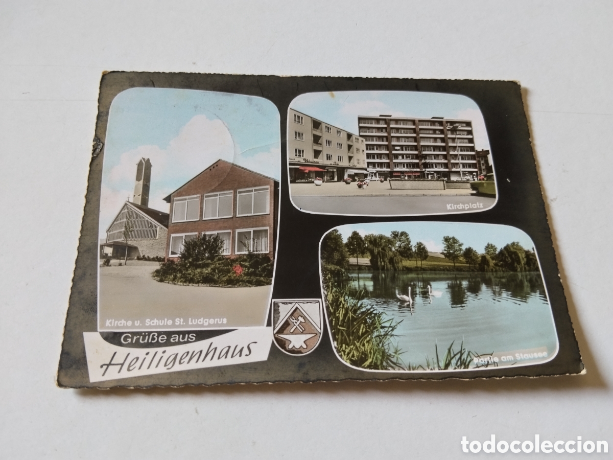 Postales: Postal Heiligenhaus Kirche u.Schule st.Ludgerus , Kirchplatz , Partie am Stausee