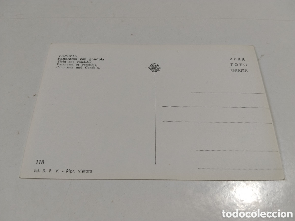 Postales: Postal Venezia Panorama con gondola - Foto 2