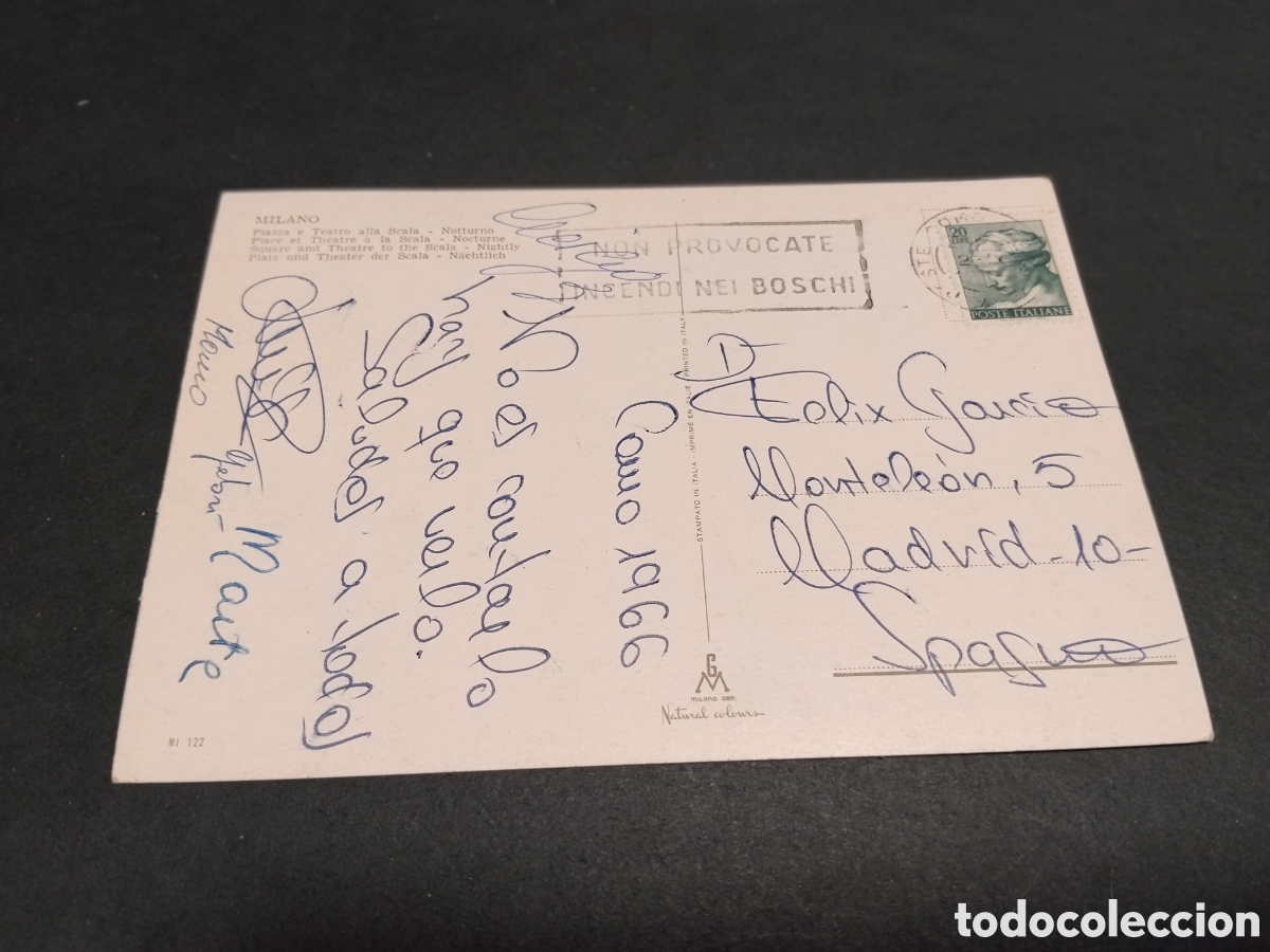 Postales: Postal Milano Piazza e Teatro alla Scala - Notturno - Foto 2