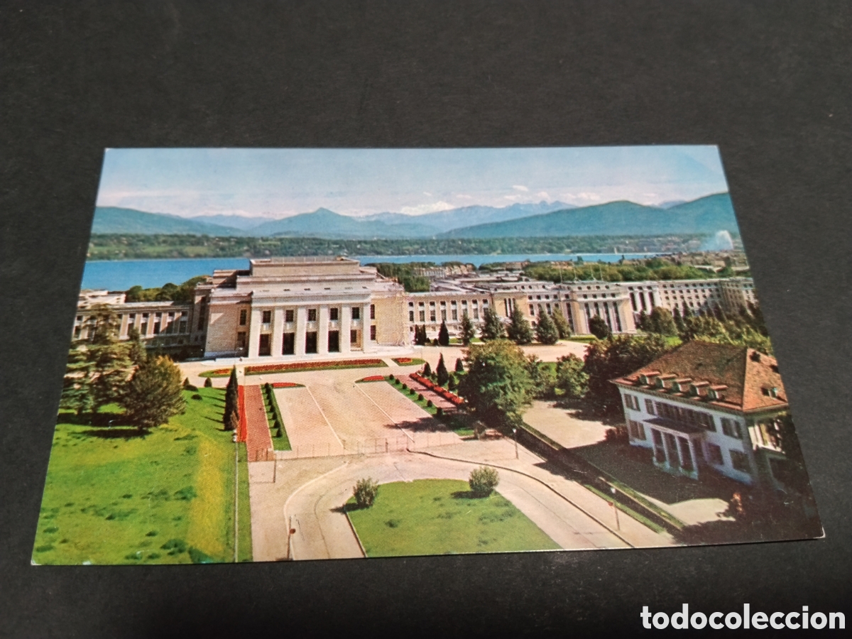 Postales: Postal Gen&egrave;ve , Palais de l'O.N.U., le Lac et le Mont Blanc