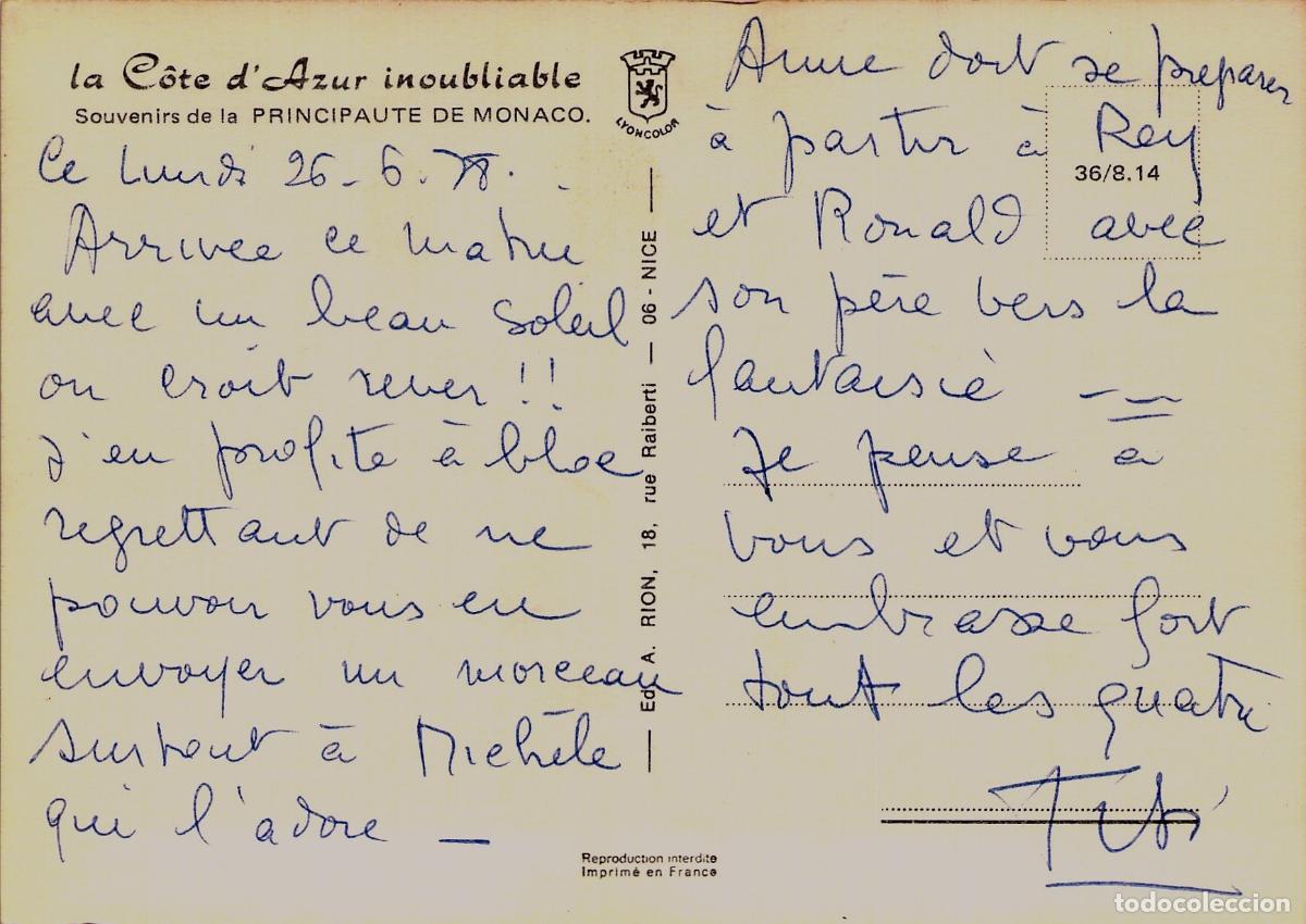 Postales: Postal del Palacio de M&oacute;naco con Guardia del Pr&iacute;ncipe - Foto 2
