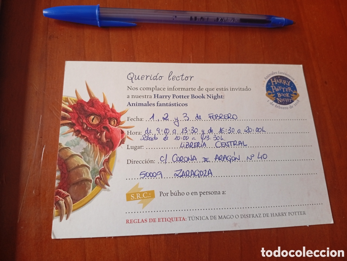 Postales: POSTAL PUBLICITARIA ANIMALES FANTASTICOS 2018 ENTRADA HARRY POTTER BOOK NIGHT INVITACION