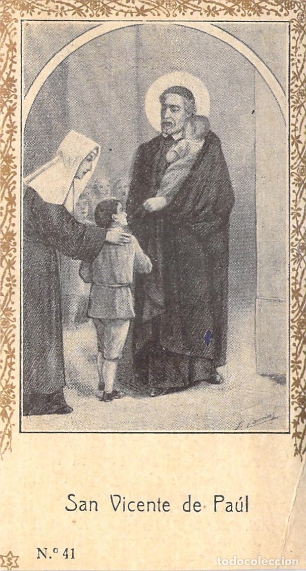 Postales: Estampa Religiosa de San Vicente de Pa&uacute;l con Oraci&oacute;n