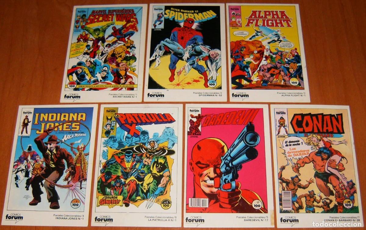 Postales: TARJETAS POSTALES COMICS FORUM - MARVEL A&ntilde;os 80 . 7 UDS . COLECCION COMPLETA