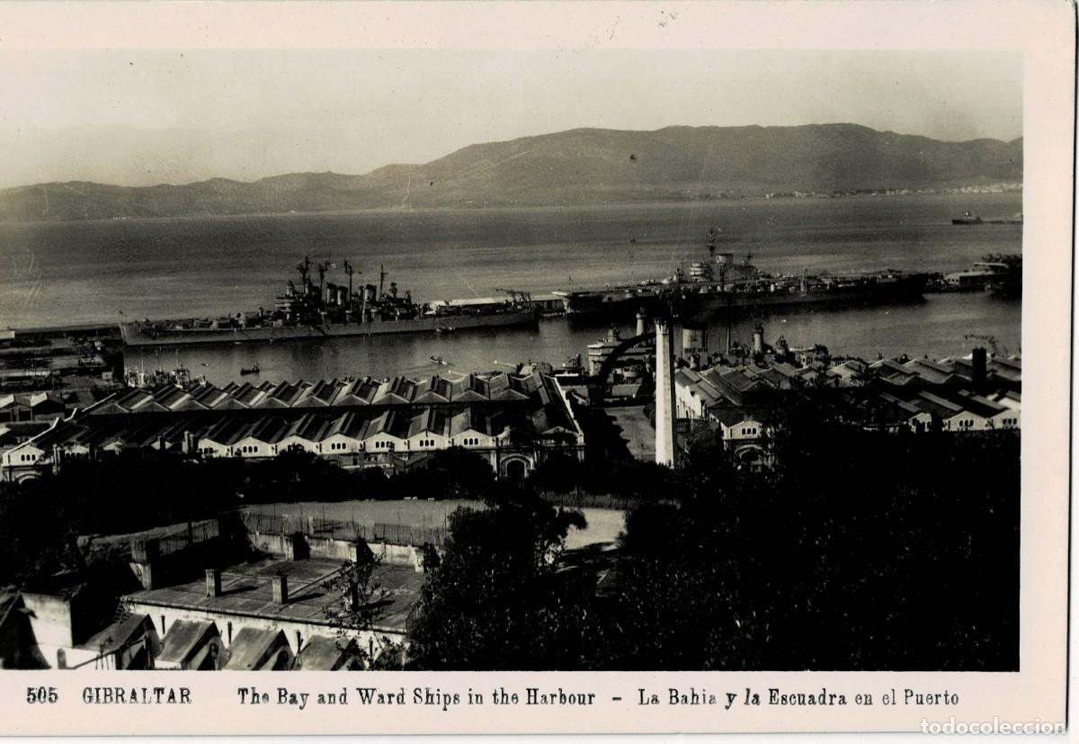Postales: POSTAL ANTIGUA DE GIBRALTAR. LA BAHIA Y LA ESCUADRA EN EL PUERTO. P-GIBR-245