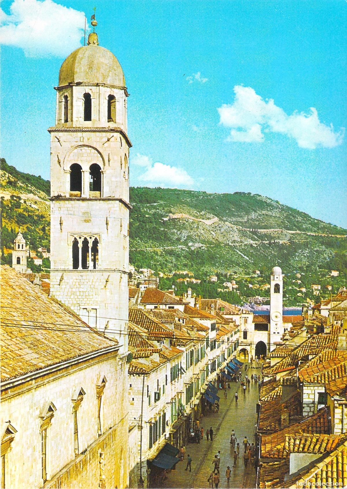 Postales: Postal de Dubrovnik, Calle Stradun y Torres del Campanario, Croacia