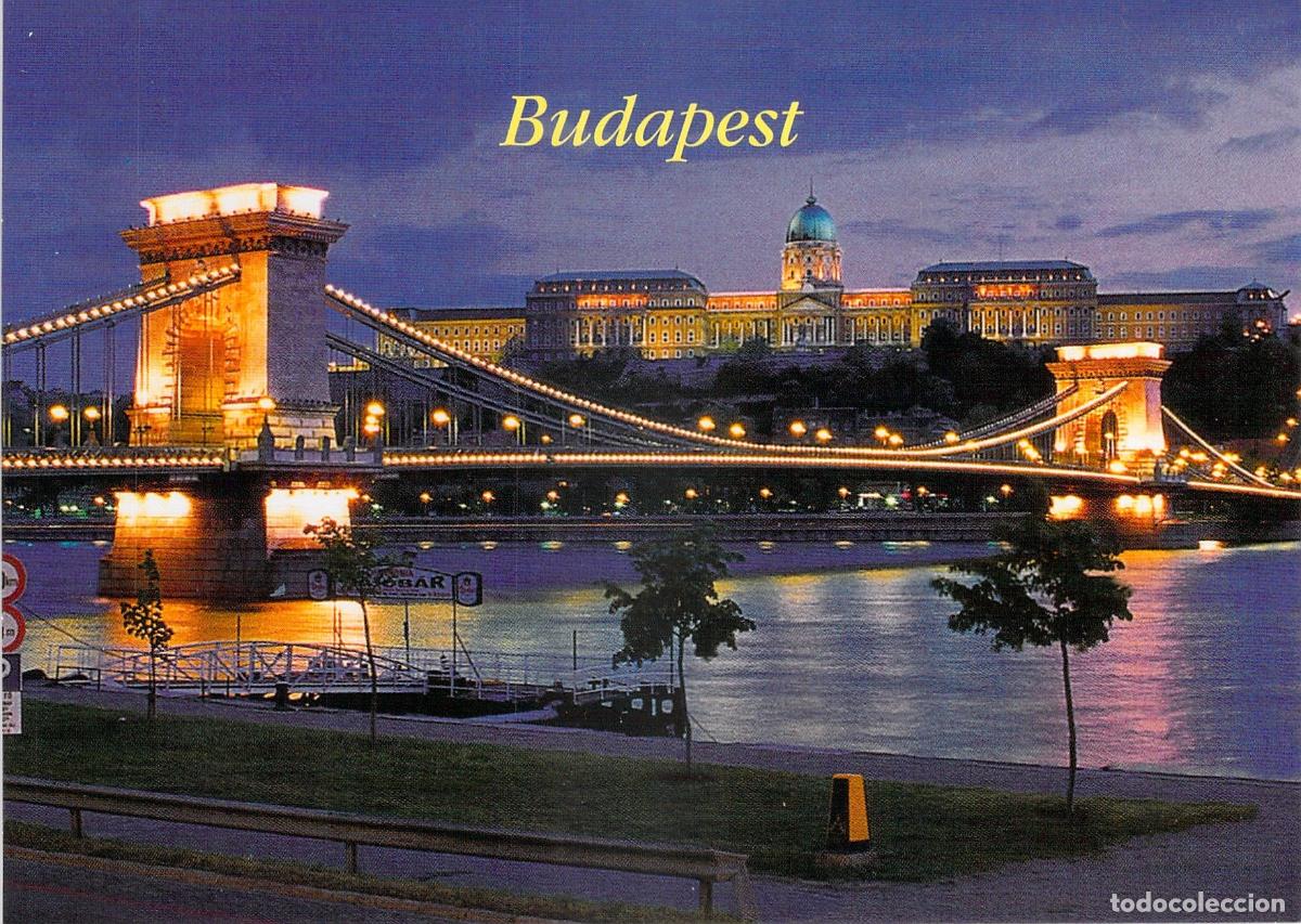 Postales: Postal de Budapest con el Puente de las Cadenas - Foto 1