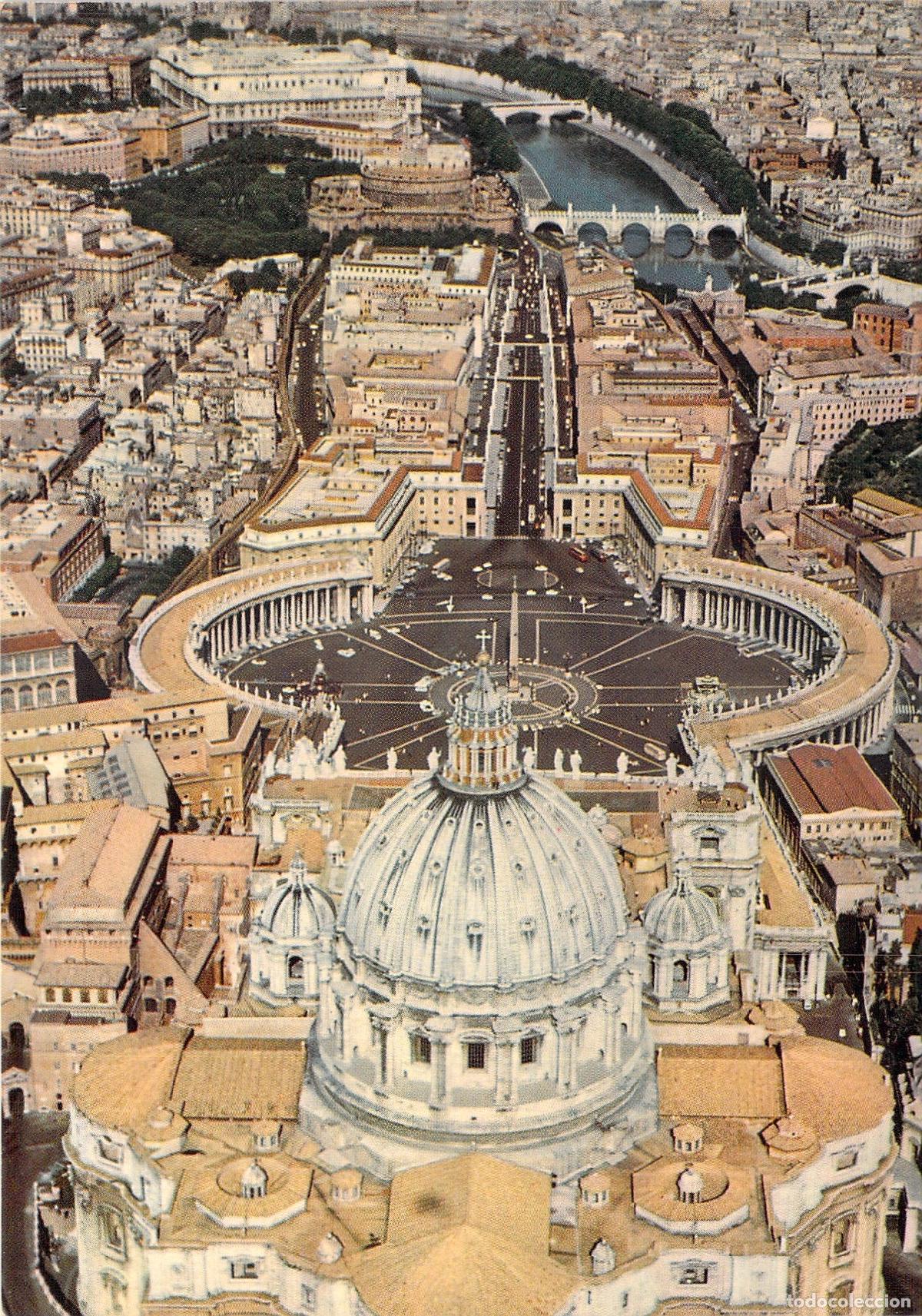 Postales: Postal Vista A&eacute;rea de la Bas&iacute;lica y Plaza de San Pedro en el Vaticano
