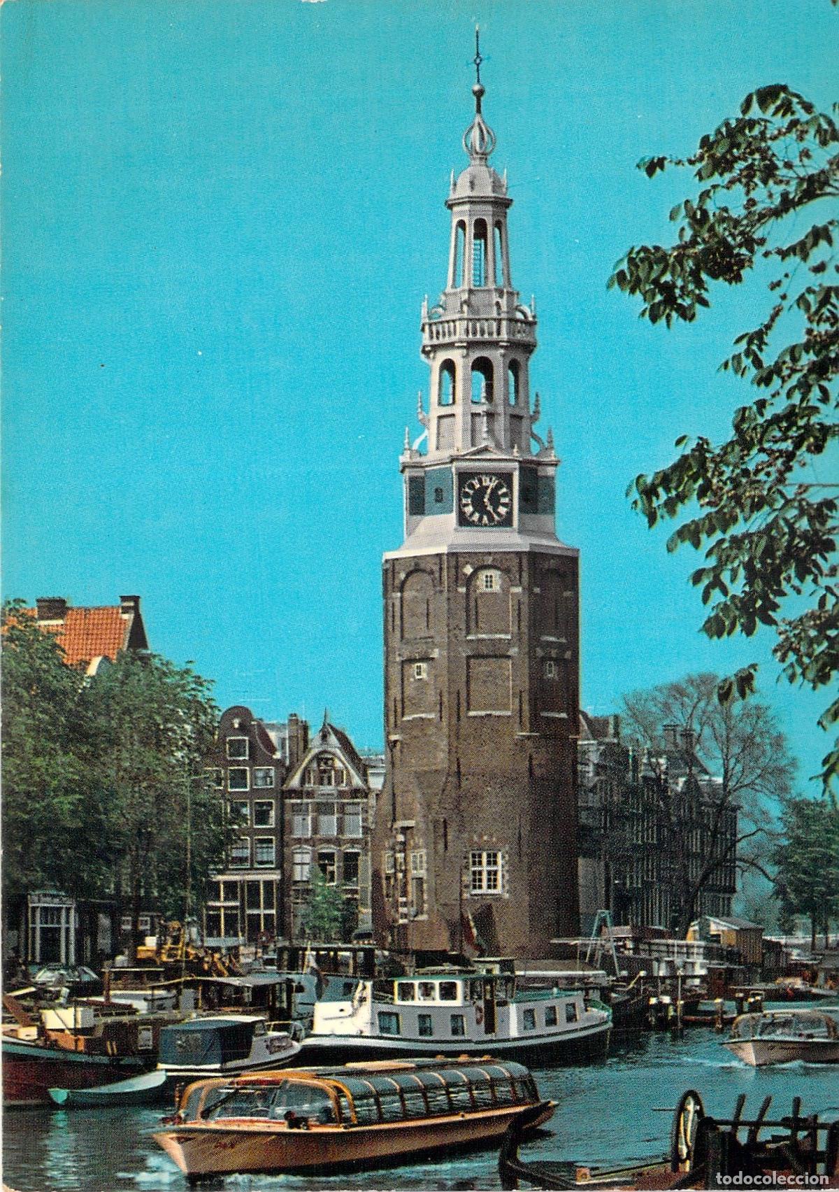 Postales: Postal de Amsterdam, Holanda - Torre Montelbaantoren y Canales