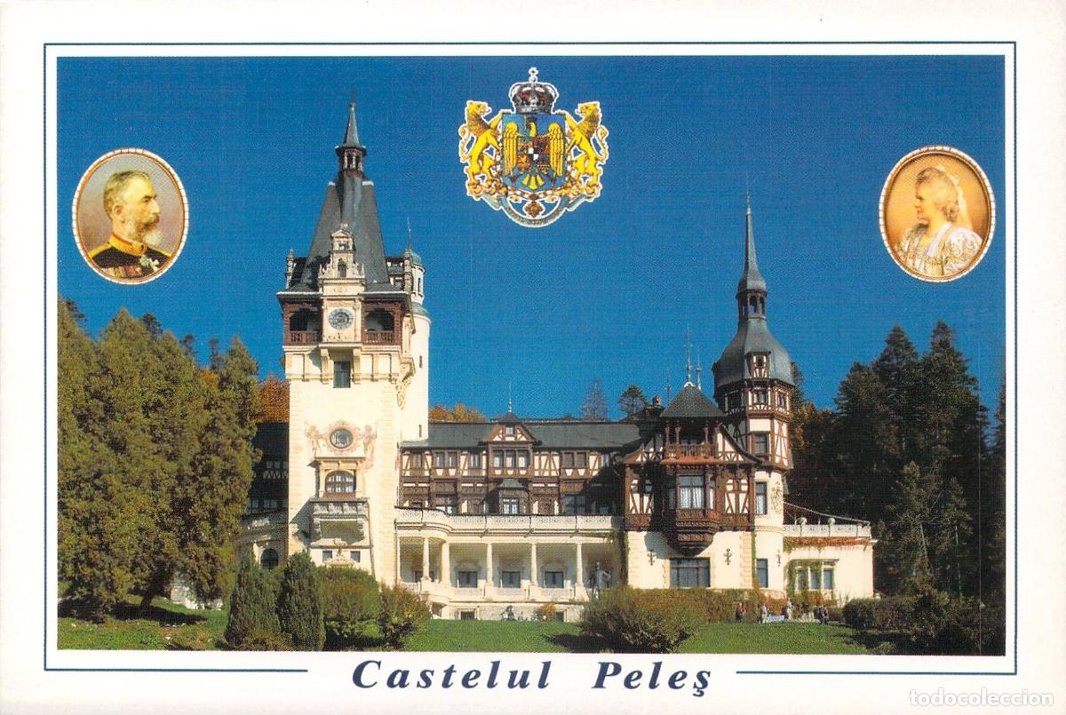 Postales: Postal del Castillo de Peleș con Retratos Reales en Sinaia