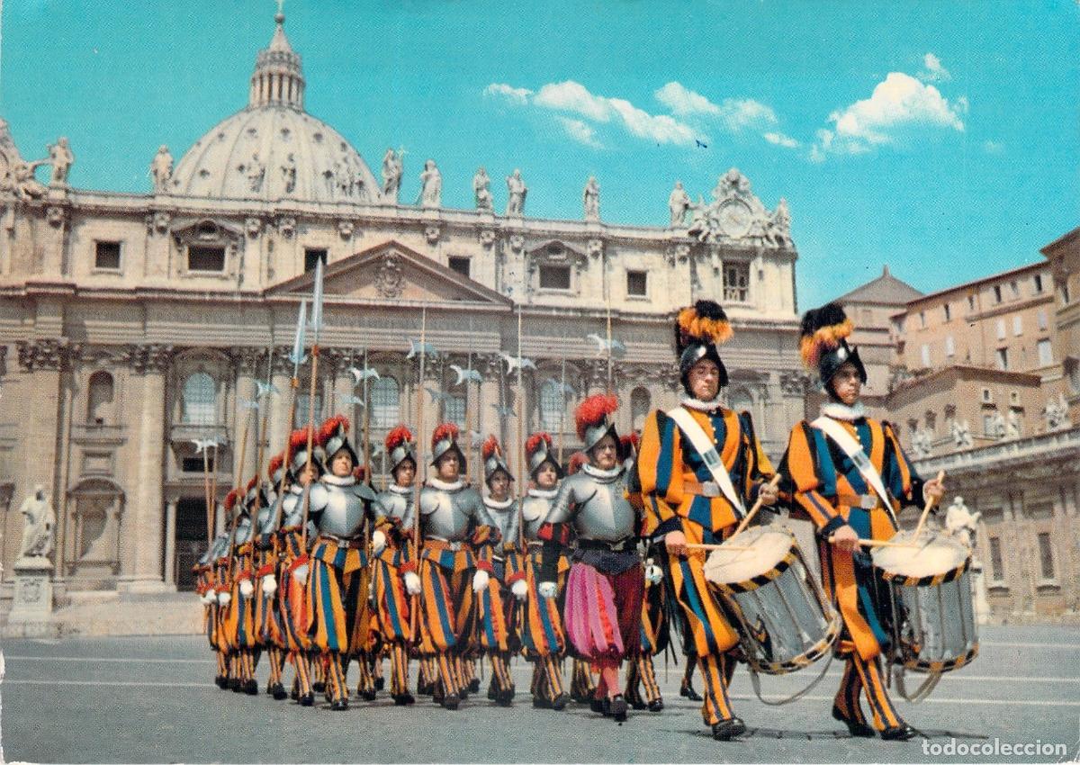Postales: Postal de la Guardia Suiza en la Plaza de San Pedro, Vaticano