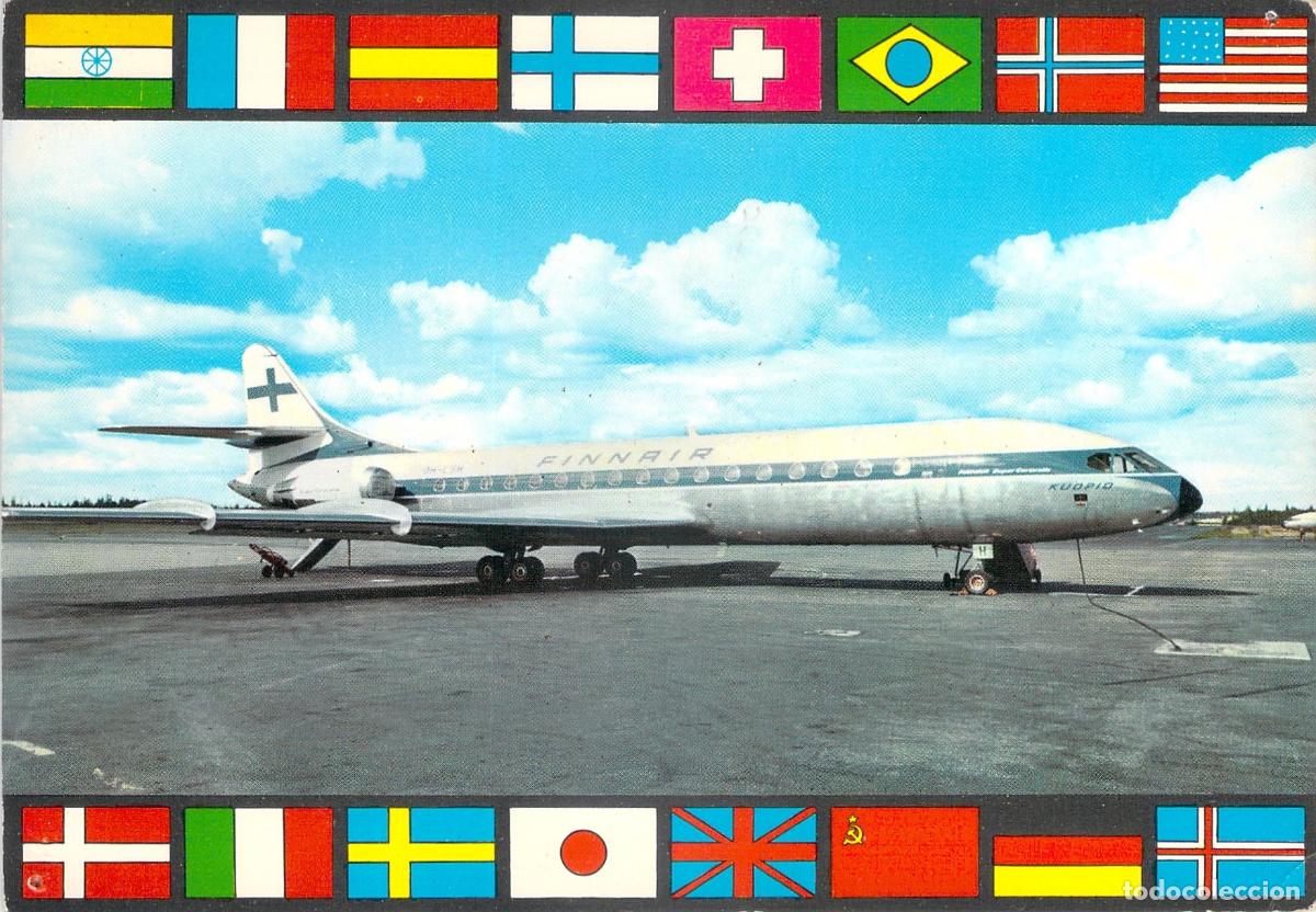 Postales: Postal de avi&oacute;n Finnair Sud Aviation Caravelle en Finlandia