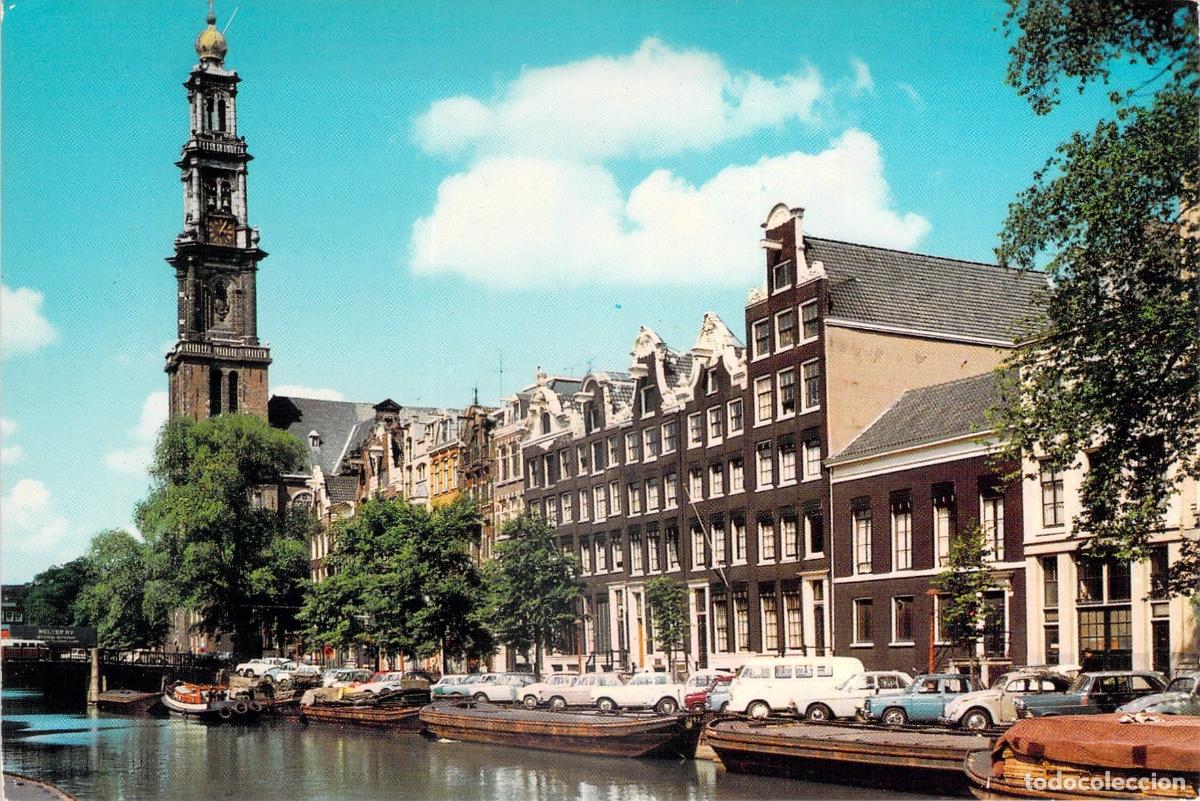 Postales: Postal de &Aacute;msterdam: Prinsengracht y la torre Westertoren