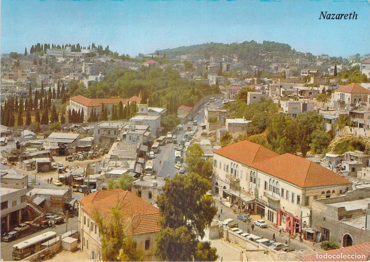 Postales: Postal de vista panor&aacute;mica de la ciudad de Nazaret