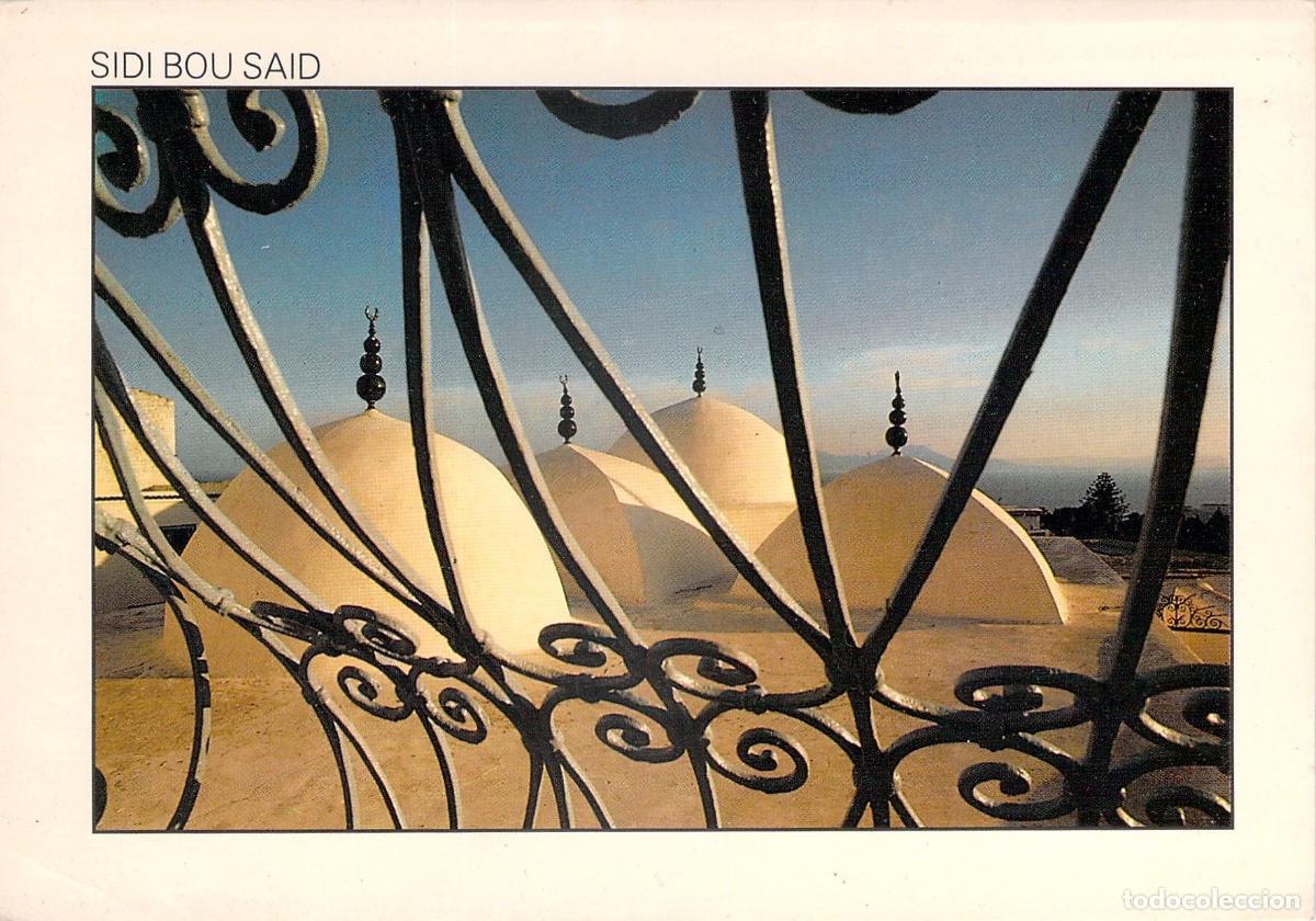 Postales: Postal de las c&uacute;pulas de la mezquita en Sidi Bou Said, T&uacute;nez