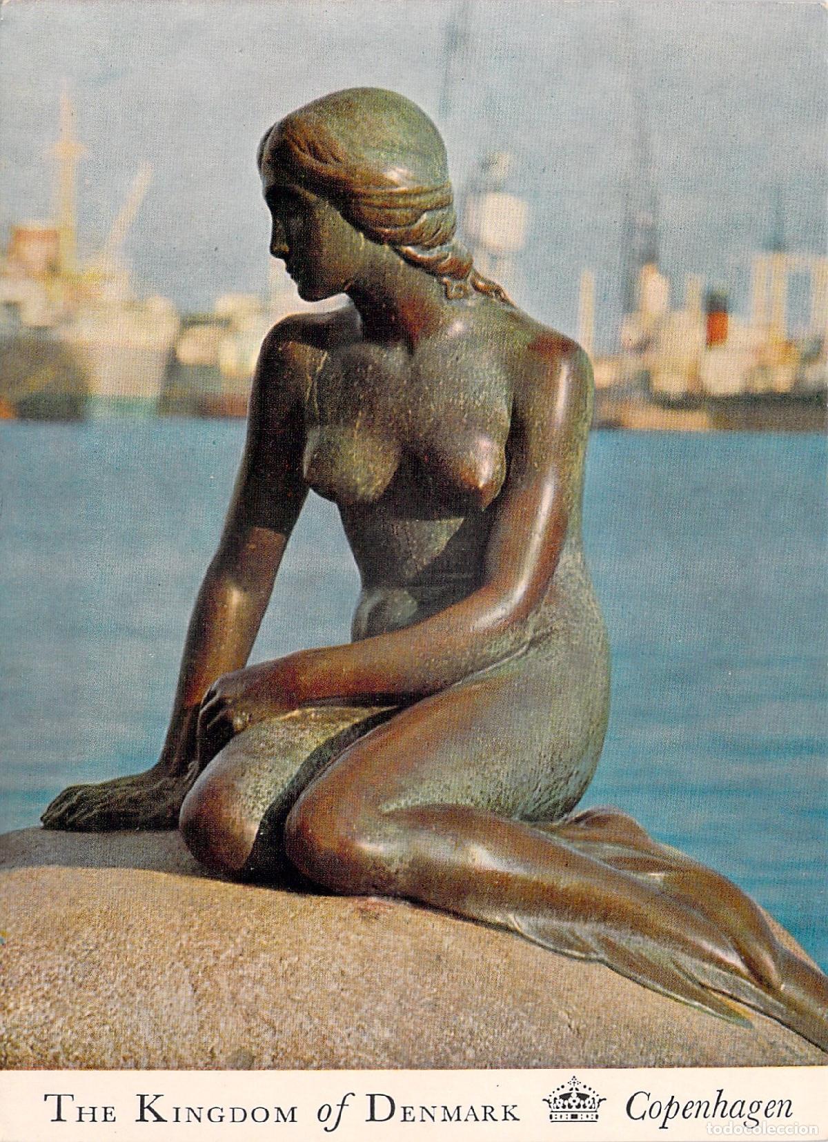 Postales: Postal de la Estatua de La Sirenita en Copenhague, Dinamarca