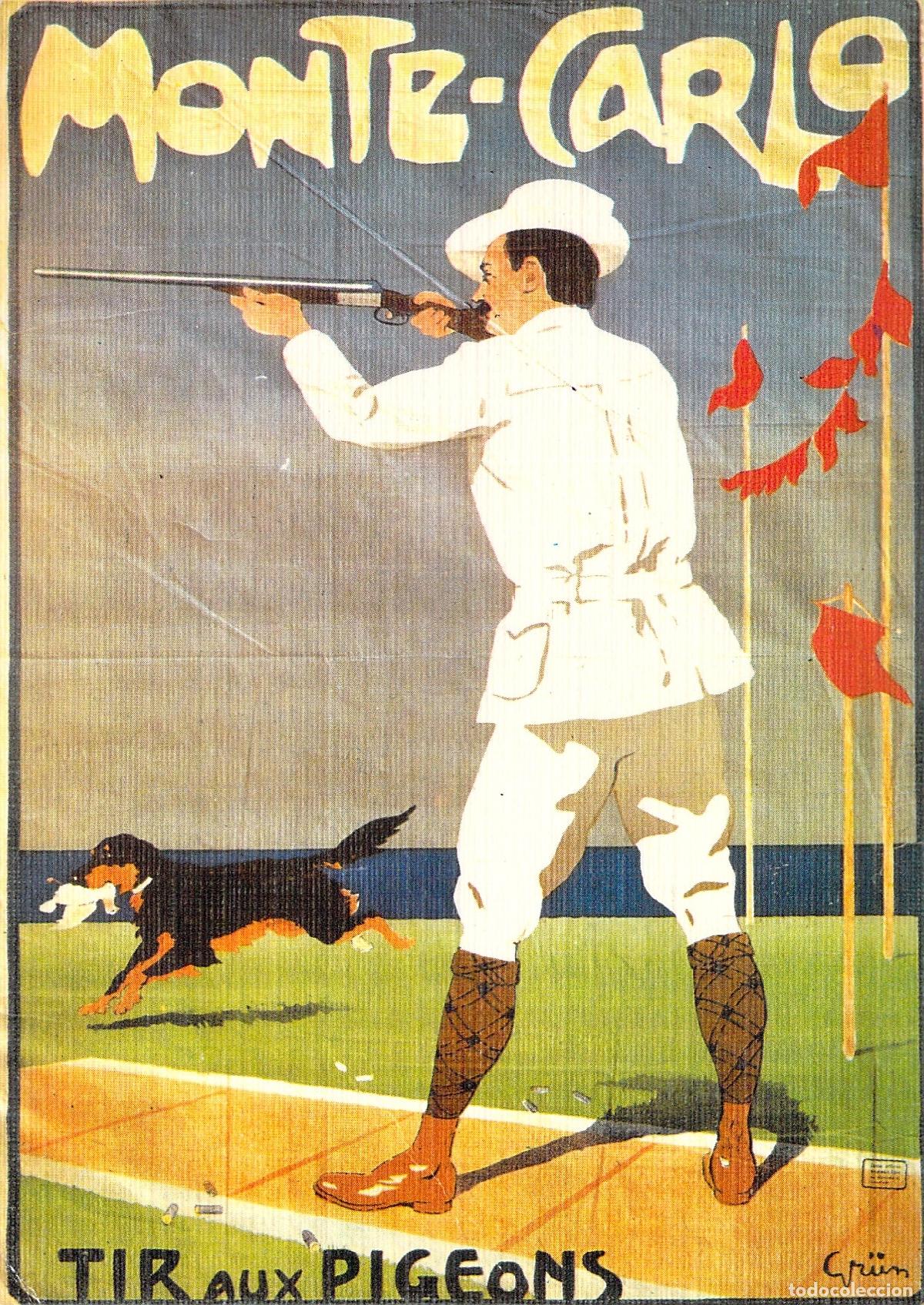 Postales: Postal de Monte-Carlo, Tiro al Plato, Ilustraci&oacute;n de Gr&uuml;n