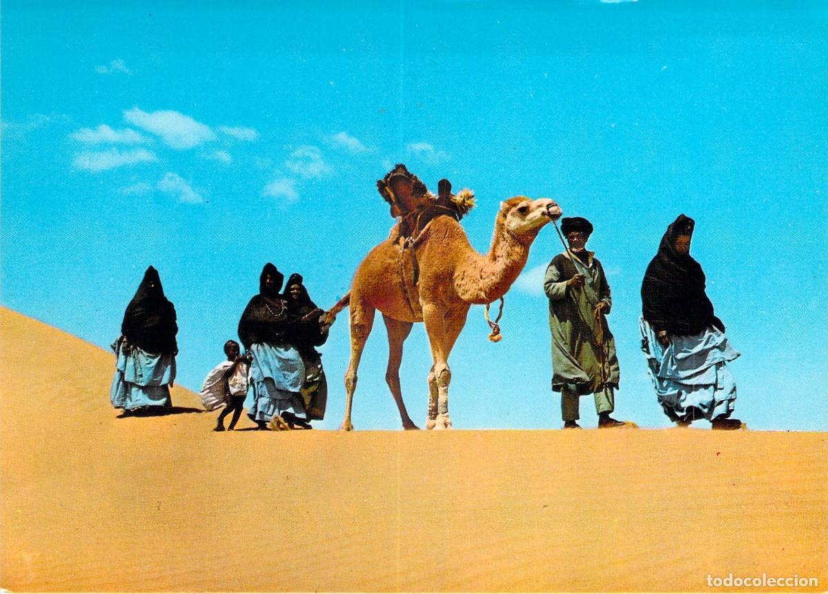 Postales: Postal de familia saharaui cruzando el desierto
