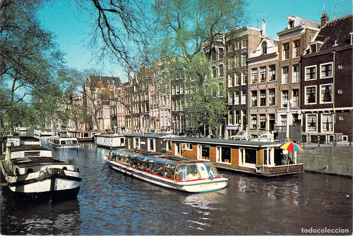 Postales: Postal de &Aacute;msterdam: Casas flotantes en el canal Herengracht