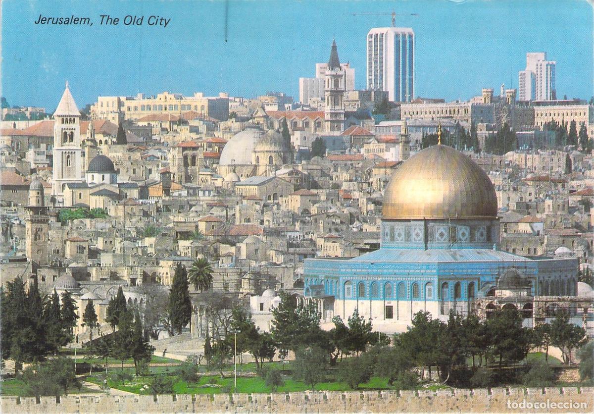 Postales: Postal de la Ciudad Vieja de Jerusal&eacute;n vista desde el Monte de los Olivos