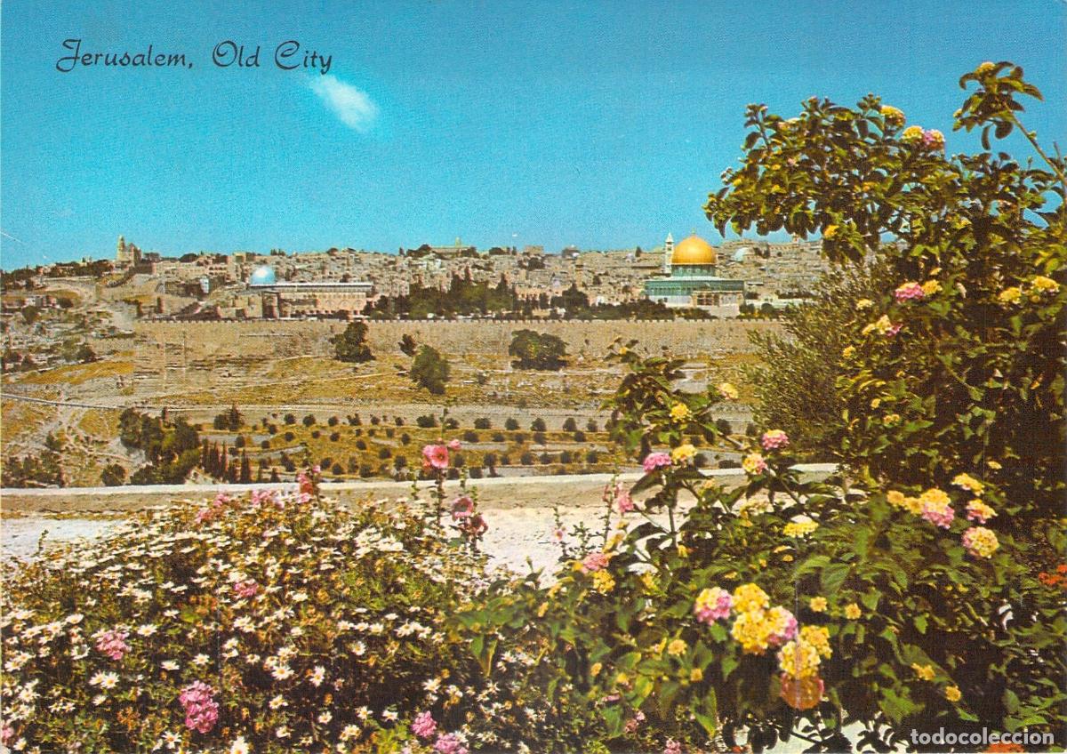 Postales: Postal de la vista panor&aacute;mica de la Ciudad Vieja de Jerusal&eacute;n