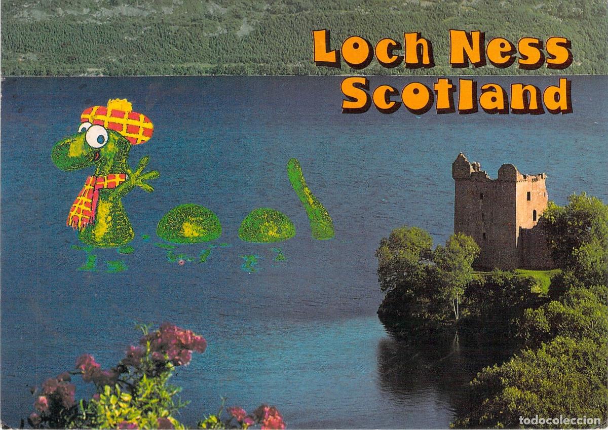 Postales: Postal de Escocia con Castillo de Urquhart y Monstruo del Lago Ness