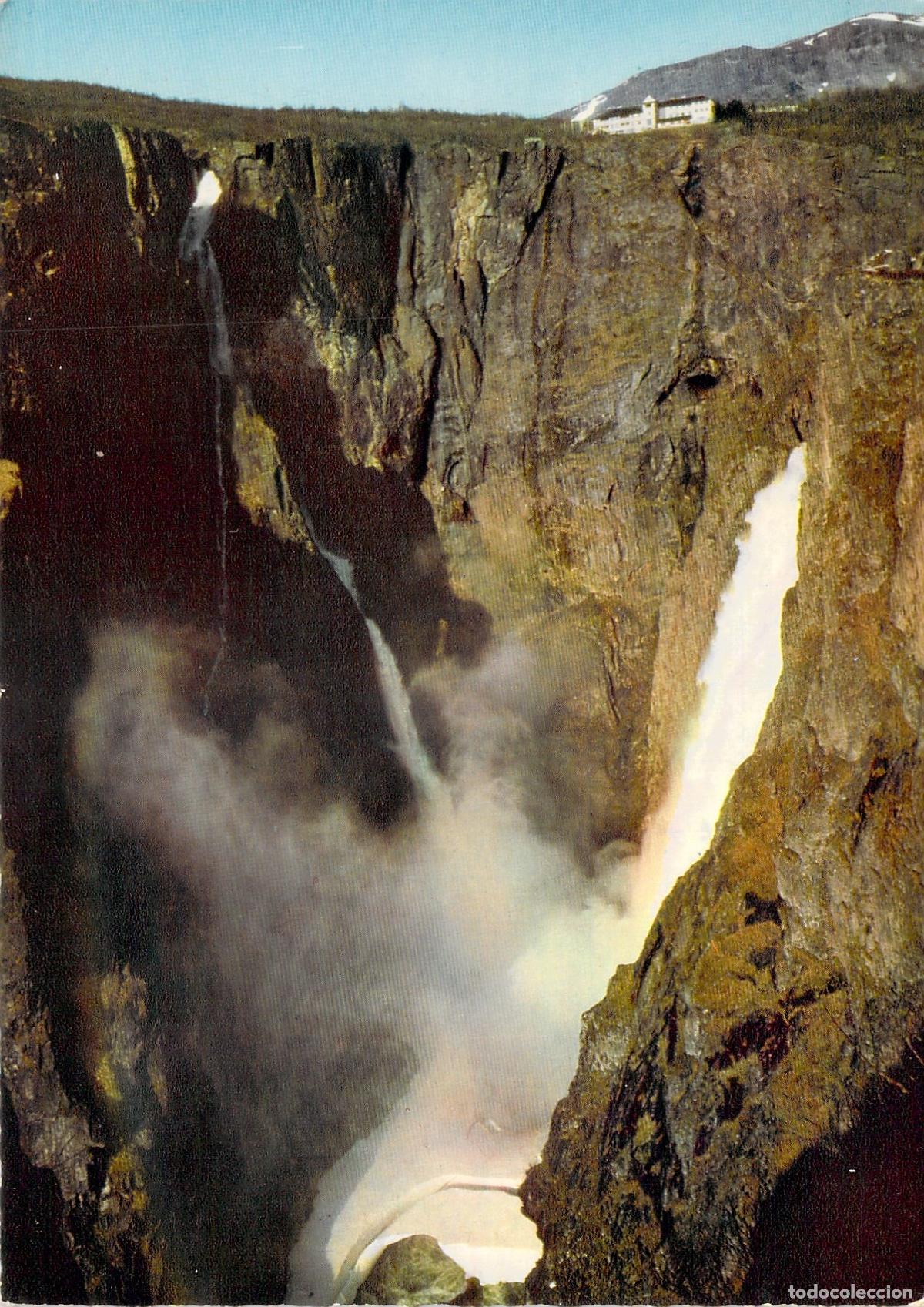 Postales: Postal de Noruega Cascada V&oslash;ringsfossen y Fossli Hotel