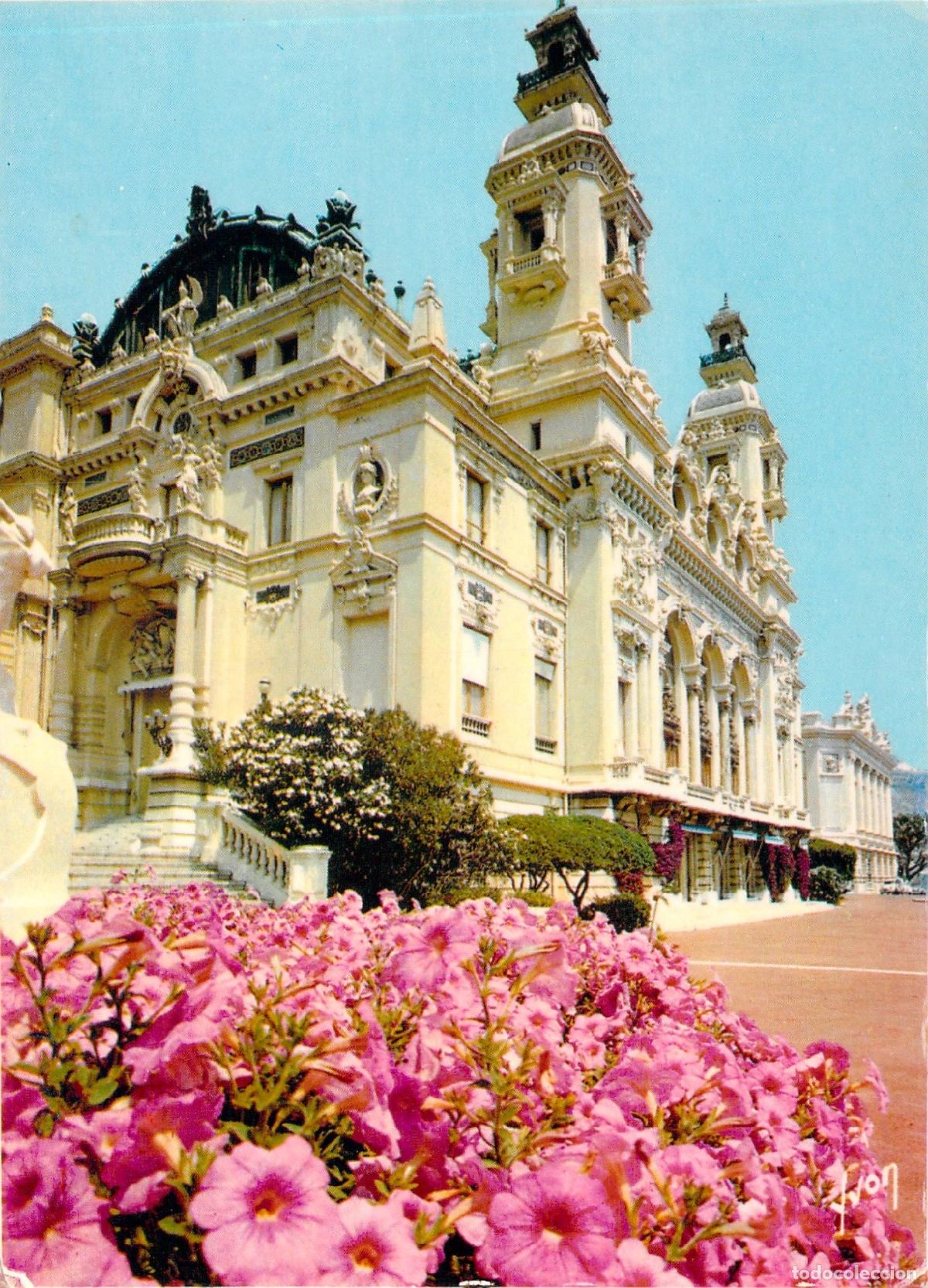 Postales: Postal de Monte-Carlo, Fachada del Casino con Flores