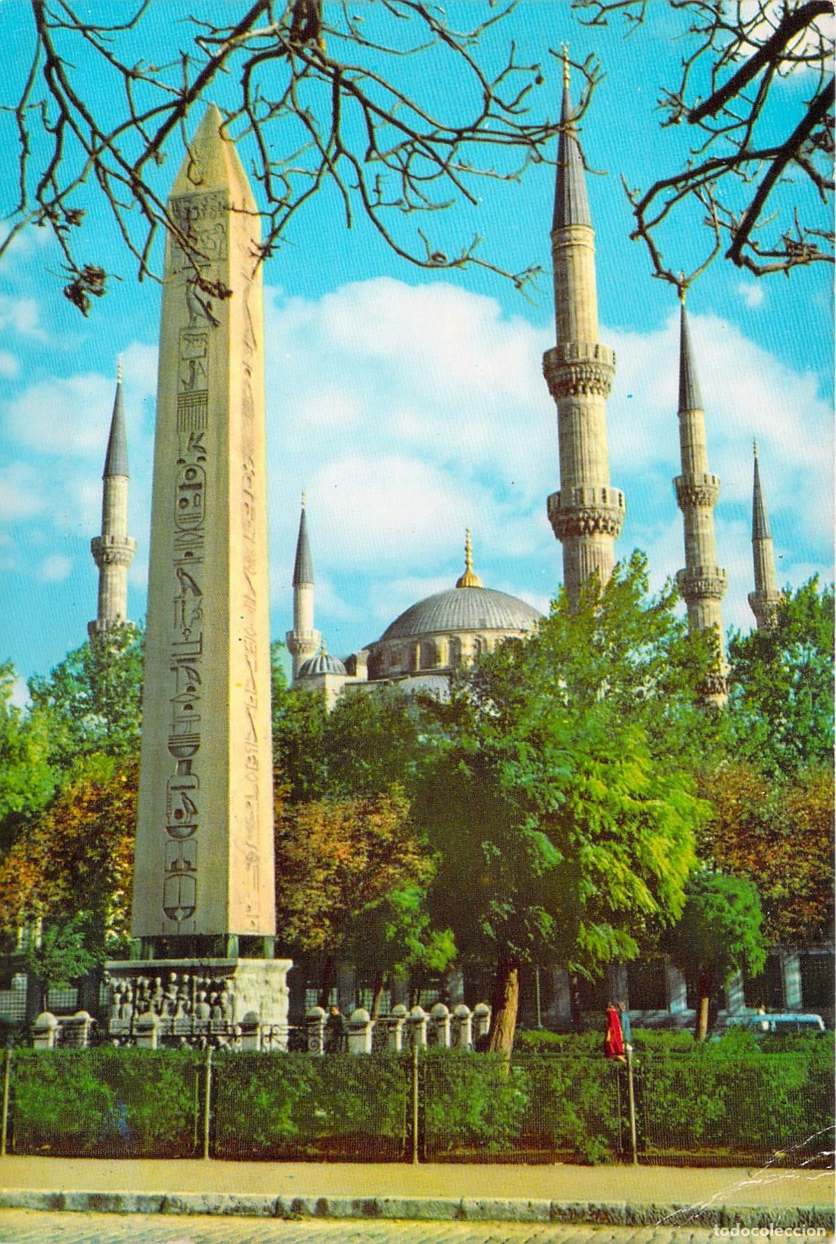 Postales: Postal de Estambul con el Obelisco Egipcio y la Mezquita Azul