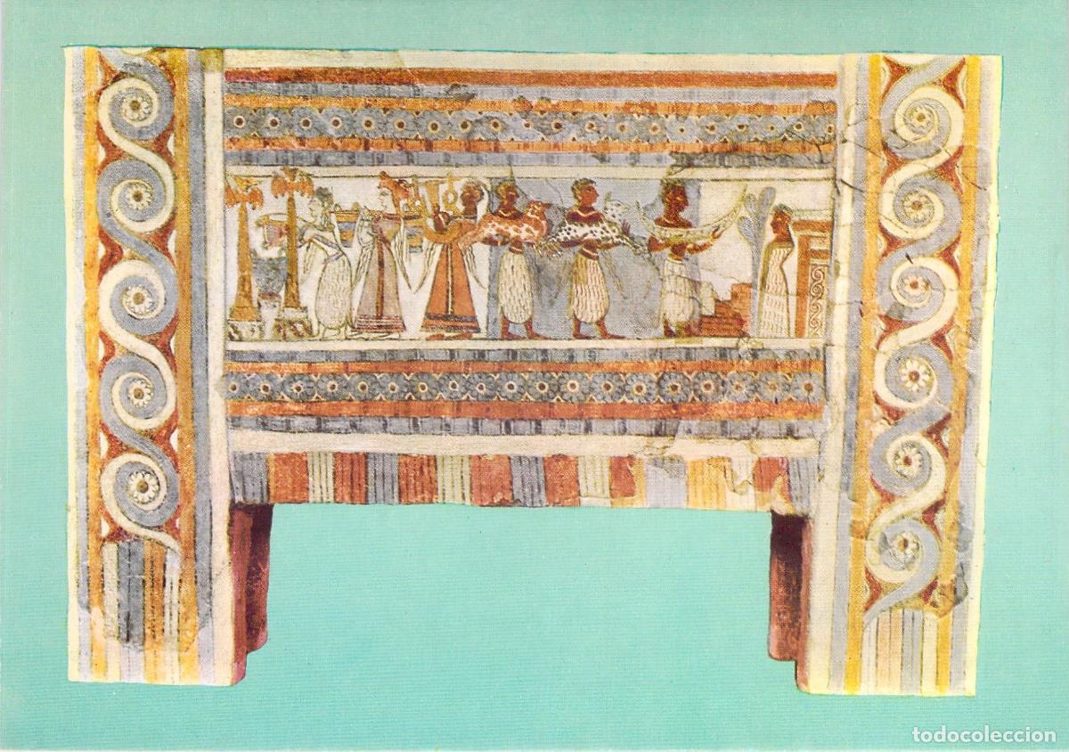 Postales: Postal del Sarc&oacute;fago de Hagia Triada en el Museo de Heracli&oacute;n