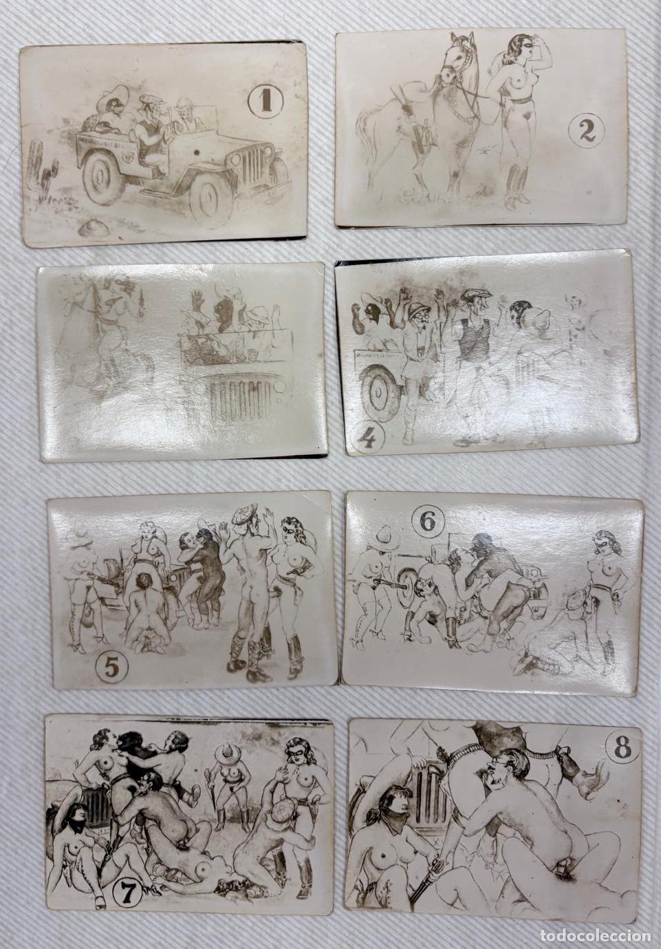 Postales: COLECCI&Oacute;N COMPLETA DE 10 TARJETAS ER&Oacute;TICAS ILUSTRADAS CON AMBIENTACI&Oacute;N MEXICANA, C. 1920-1940