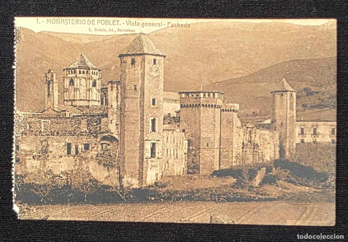 Postales: P.1120 Postal Antigua Monasterio de Poblet N&ordm; 1 &ndash; Vista General de la Fachada &ndash; L. Roisin Barcelona