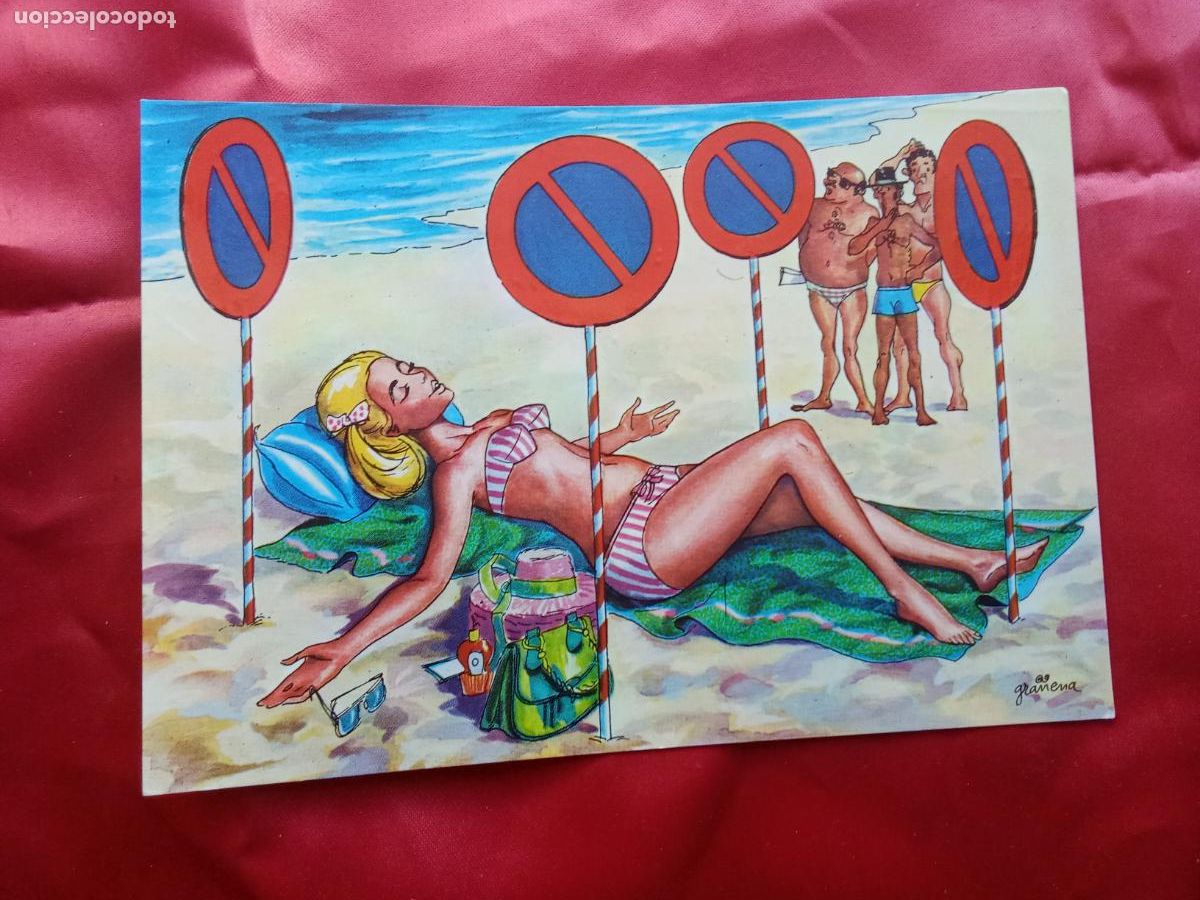 Postales: Postal mujer tomando el sol con se&ntilde;ales P.1941