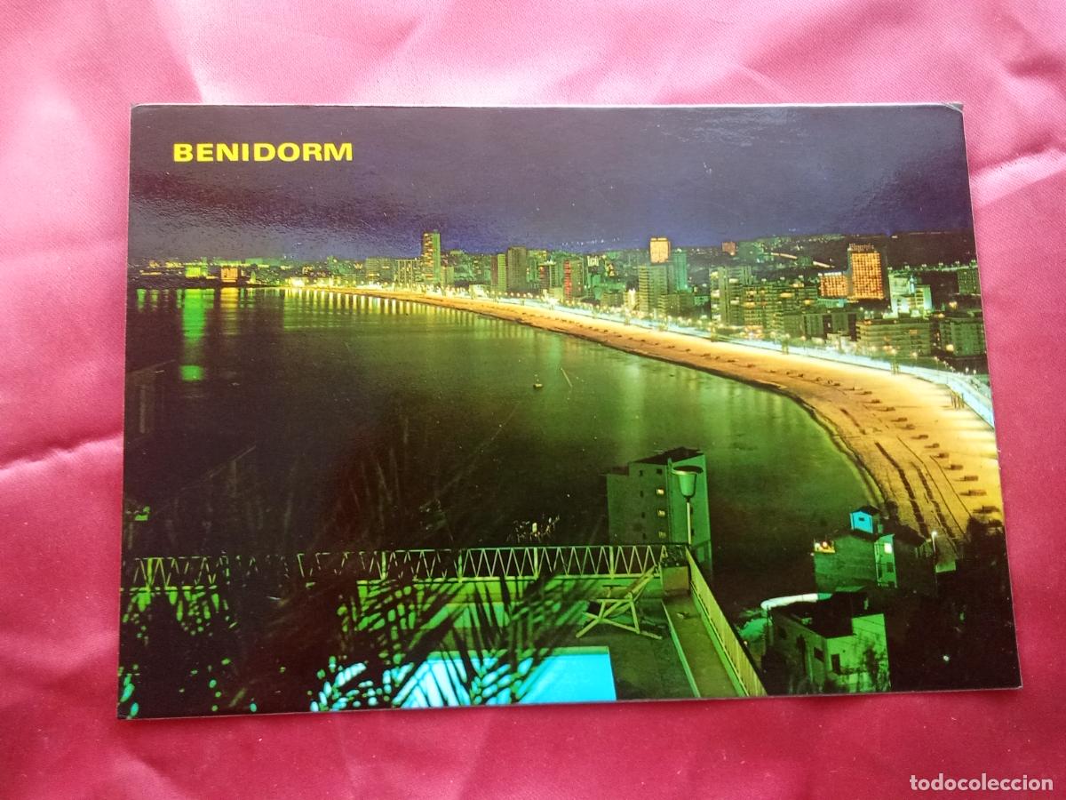 Postales: Postal Benidorm, vista de la playa nocturna P.1989