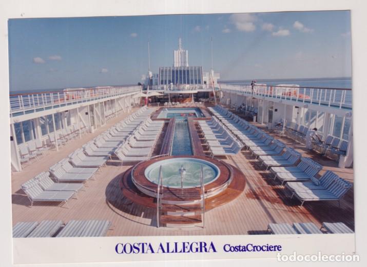 Cartoline: Postal 16x12,5 cm.) Barco. - Cubierta. Costa Allegra. Costa Crociere. Arte Grafica. G&eacute;nova
