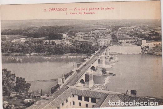 Postcards: 2. Zaragoza. Arrabal y puente de piedra. 1 Roisin Fot. Sin usar