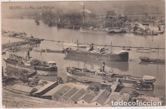 Postkarten: Sestao. La r&iacute;a, las F&aacute;bricas. Dedicado y fechado al dorso: Bilbao 11-Ago. 1918